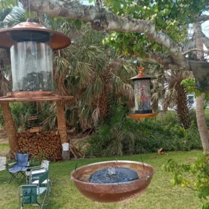 copper sparkle solar bubbling water fountain: hanging bird bath