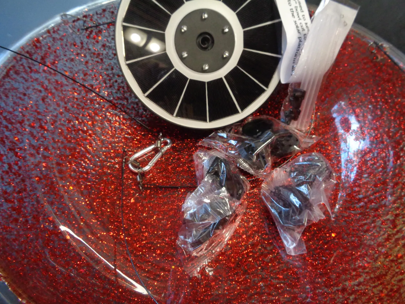 hanging solar water fountain: red sparkle birdbath with bubbles hanging solar water fountain: red sparkle birdbath with bubbles