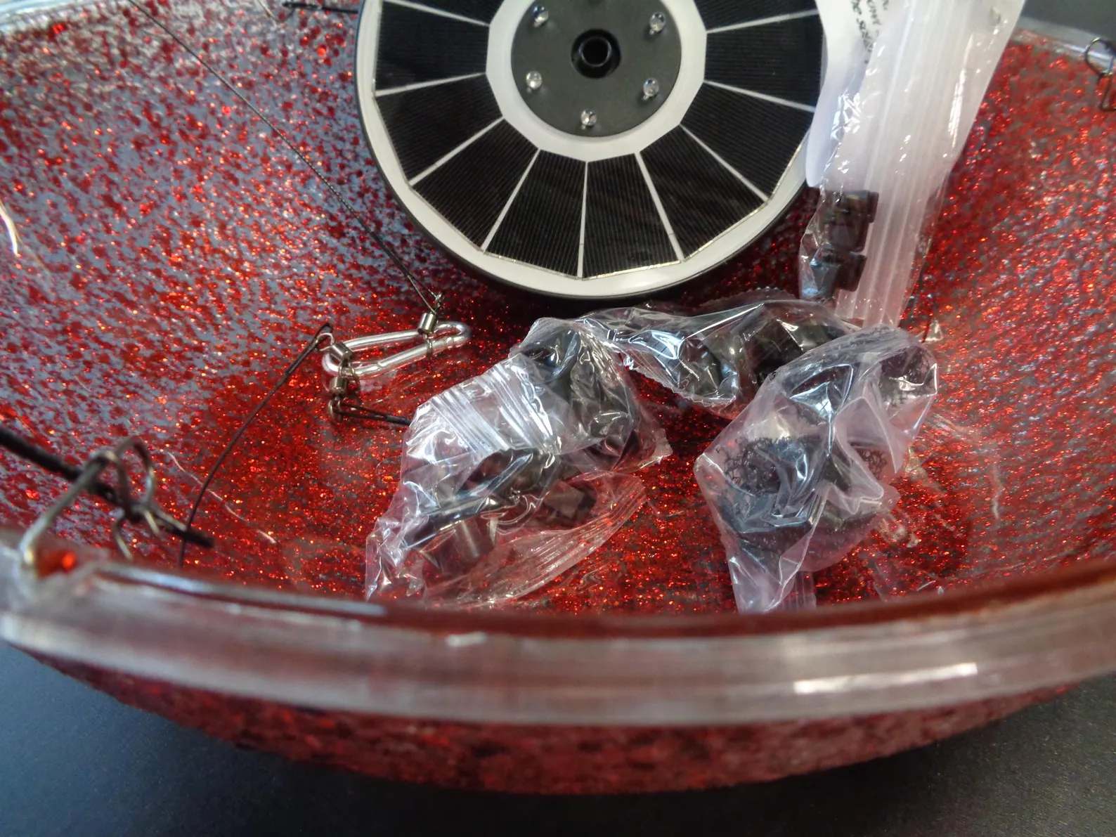 hanging solar water fountain: red sparkle birdbath with bubbles hanging solar water fountain: red sparkle birdbath with bubbles