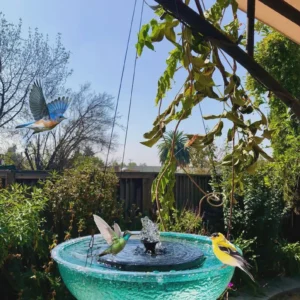 mermaid 12" sparkle with premium solar water fountain, custom mermaid teal sparkle, outdoor bird loving fountain